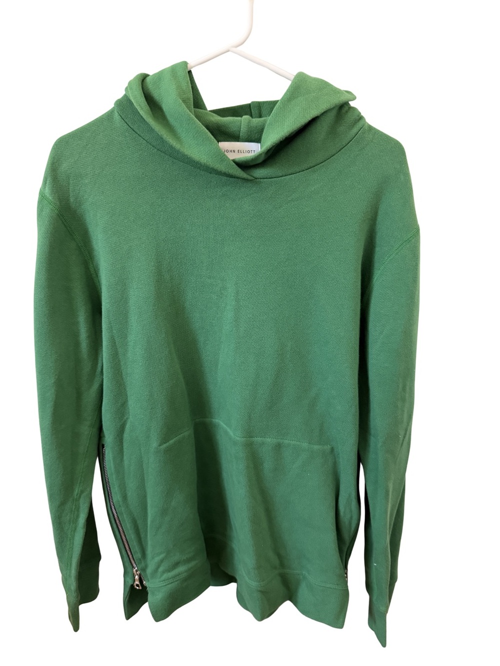 John Elliott Evergreen Zip-Detail Hooded Sweatshirt